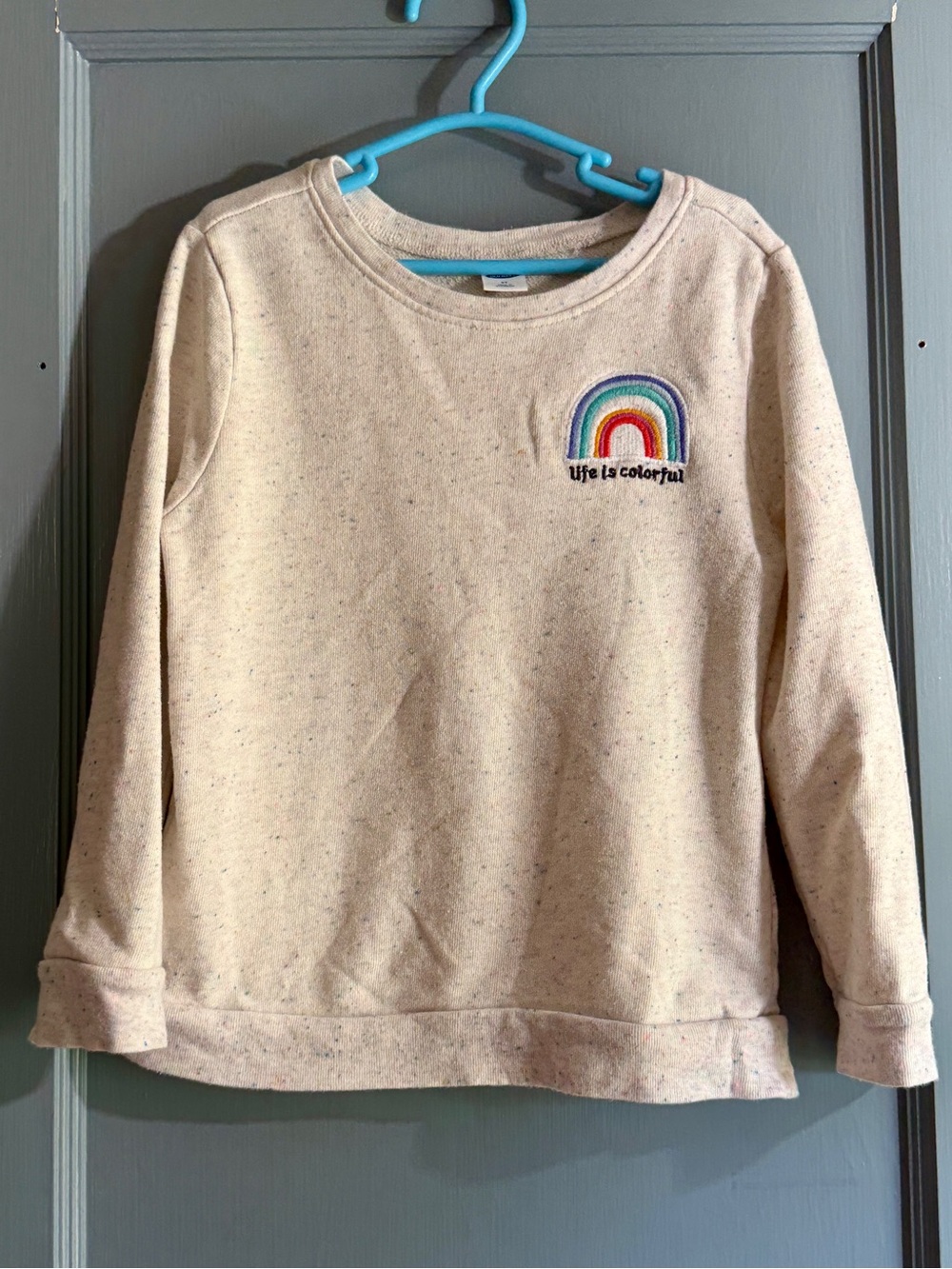 Old Navy Cream Sweatshirt with Rainbow Patch